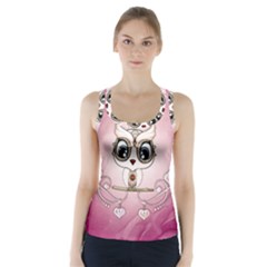 Cute Little Owl With Hearts Racer Back Sports Top by FantasyWorld7