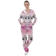 Cute Little Owl With Hearts Women s Tracksuit by FantasyWorld7