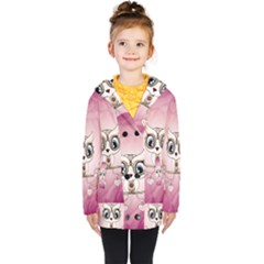 Cute Little Owl With Hearts Kids  Double Breasted Button Coat by FantasyWorld7