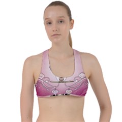 Cute Little Owl With Hearts Criss Cross Racerback Sports Bra by FantasyWorld7