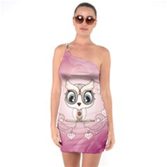 Cute Little Owl With Hearts One Soulder Bodycon Dress by FantasyWorld7