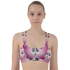 Cute Little Owl With Hearts Line Them Up Sports Bra by FantasyWorld7