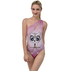 Cute Little Owl With Hearts To One Side Swimsuit by FantasyWorld7