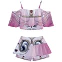 Cute Little Owl With Hearts Kids  Off Shoulder Skirt Bikini View2