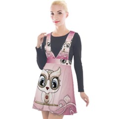 Cute Little Owl With Hearts Plunge Pinafore Velour Dress by FantasyWorld7