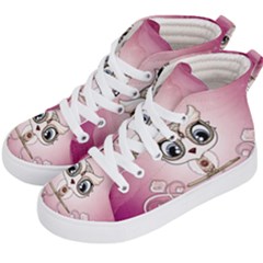 Cute Little Owl With Hearts Kids  Hi-top Skate Sneakers by FantasyWorld7