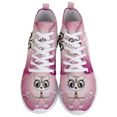 Cute Little Owl With Hearts Men s Lightweight High Top Sneakers by FantasyWorld7