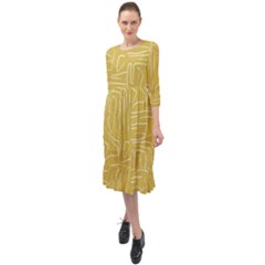 Tribal Maze Gold Midi Chiffon Dress by JoneienLeahCollection