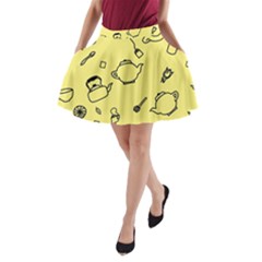 Tea Seamless Pattern Teatime A-line Pocket Skirt by Nexatart