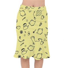 Tea Seamless Pattern Teatime Short Mermaid Skirt by Nexatart