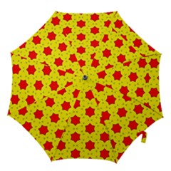 Pattern Red Star Texture Star Hook Handle Umbrellas (medium) by Nexatart