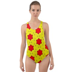 Pattern Red Star Texture Star Cut-out Back One Piece Swimsuit by Nexatart