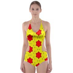 Pattern Red Star Texture Star Cut-out One Piece Swimsuit by Nexatart