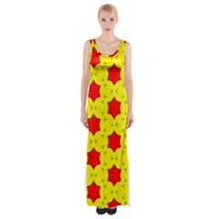 Pattern Red Star Texture Star Maxi Thigh Split Dress by Nexatart