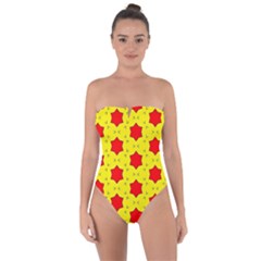 Pattern Red Star Texture Star Tie Back One Piece Swimsuit by Nexatart