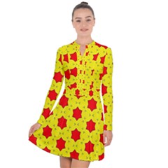 Pattern Red Star Texture Star Long Sleeve Panel Dress by Nexatart