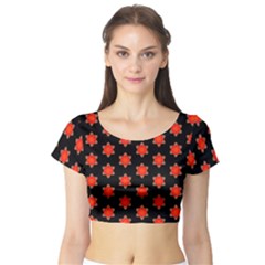 Flower Pattern Pattern Texture Short Sleeve Crop Top