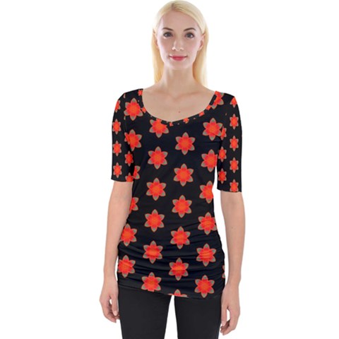 Flower Pattern Pattern Texture Wide Neckline Tee by Nexatart