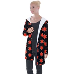 Flower Pattern Pattern Texture Longline Hooded Cardigan by Nexatart