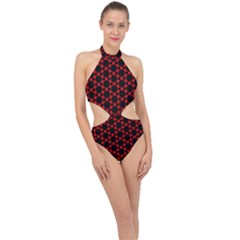 Pattern Seamless Texture Design Halter Side Cut Swimsuit by Nexatart