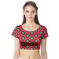 Pattern Flower Pattern Seamless Short Sleeve Crop Top by Nexatart