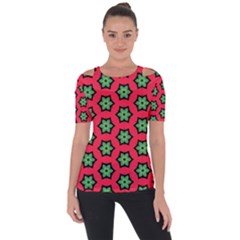 Pattern Flower Pattern Seamless Shoulder Cut Out Short Sleeve Top by Nexatart