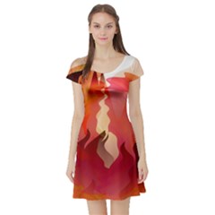 Fire Abstract Cartoon Red Hot Short Sleeve Skater Dress by Nexatart