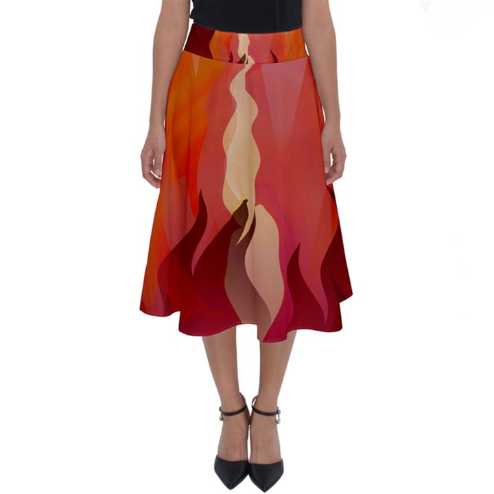 Fire Abstract Cartoon Red Hot Perfect Length Midi Skirt