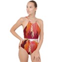 Fire Abstract Cartoon Red Hot High Neck One Piece Swimsuit View1