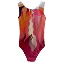 Fire Abstract Cartoon Red Hot Kids  Cut-out Back One Piece Swimsuit by Nexatart