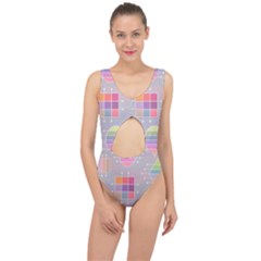 Pastels Shapes Geometric Center Cut Out Swimsuit