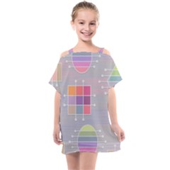 Pastels Shapes Geometric Kids  One Piece Chiffon Dress by Nexatart