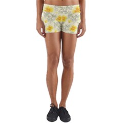 Floral Background Scrapbooking Yoga Shorts by Nexatart