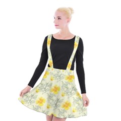 Floral Background Scrapbooking Suspender Skater Skirt by Nexatart