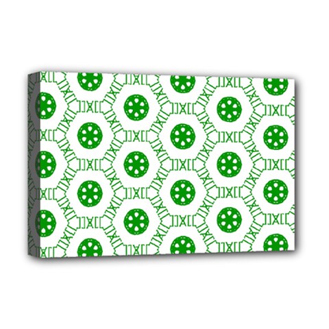 White Background Green Shapes Deluxe Canvas 18  X 12  (stretched) by Nexatart