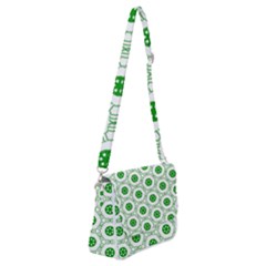 White Background Green Shapes Shoulder Bag With Back Zipper