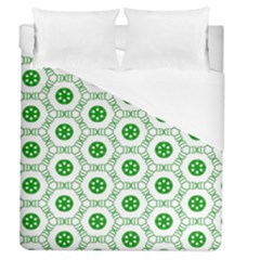 White Background Green Shapes Duvet Cover (queen Size) by Nexatart