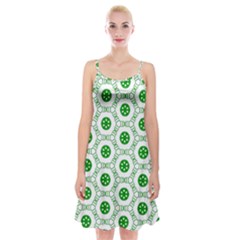 White Background Green Shapes Spaghetti Strap Velvet Dress