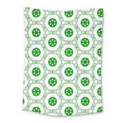 White Background Green Shapes Medium Tapestry