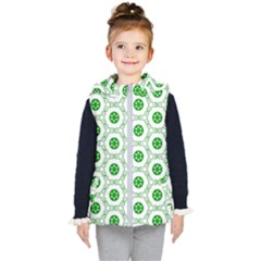 White Background Green Shapes Kids  Hooded Puffer Vest