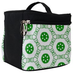 White Background Green Shapes Make Up Travel Bag (big) by Nexatart