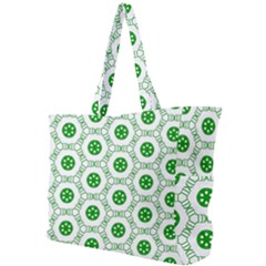 White Background Green Shapes Simple Shoulder Bag by Nexatart