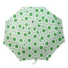 White Background Green Shapes Folding Umbrellas by Nexatart