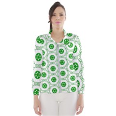 White Background Green Shapes Women s Windbreaker by Nexatart