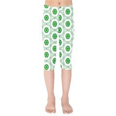 White Background Green Shapes Kids  Capri Leggings  by Nexatart