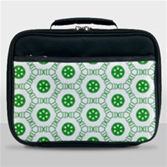 White Background Green Shapes Lunch Bag by Nexatart