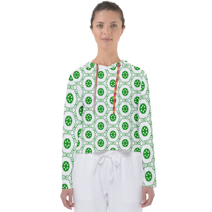 White Background Green Shapes Women s Slouchy Sweat