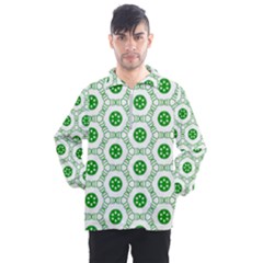 White Background Green Shapes Men s Half Zip Pullover