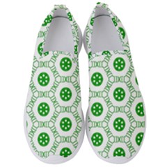 White Background Green Shapes Men s Slip On Sneakers by Nexatart