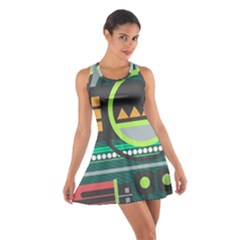 Background Colors Abstract Shapes Cotton Racerback Dress by Nexatart